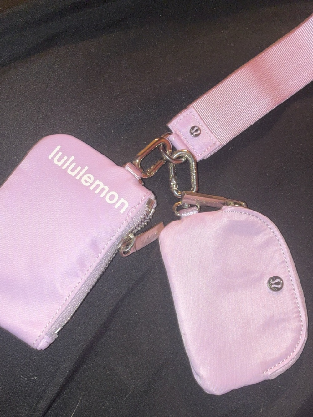 lululemon athletica Pink Clip-On Wristlet Card Case Set
